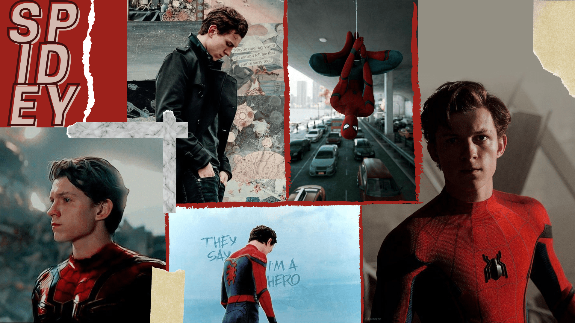 Collage of Tom Holland as Spider-Man in the Marvel Cinematic Universe - Tom Holland