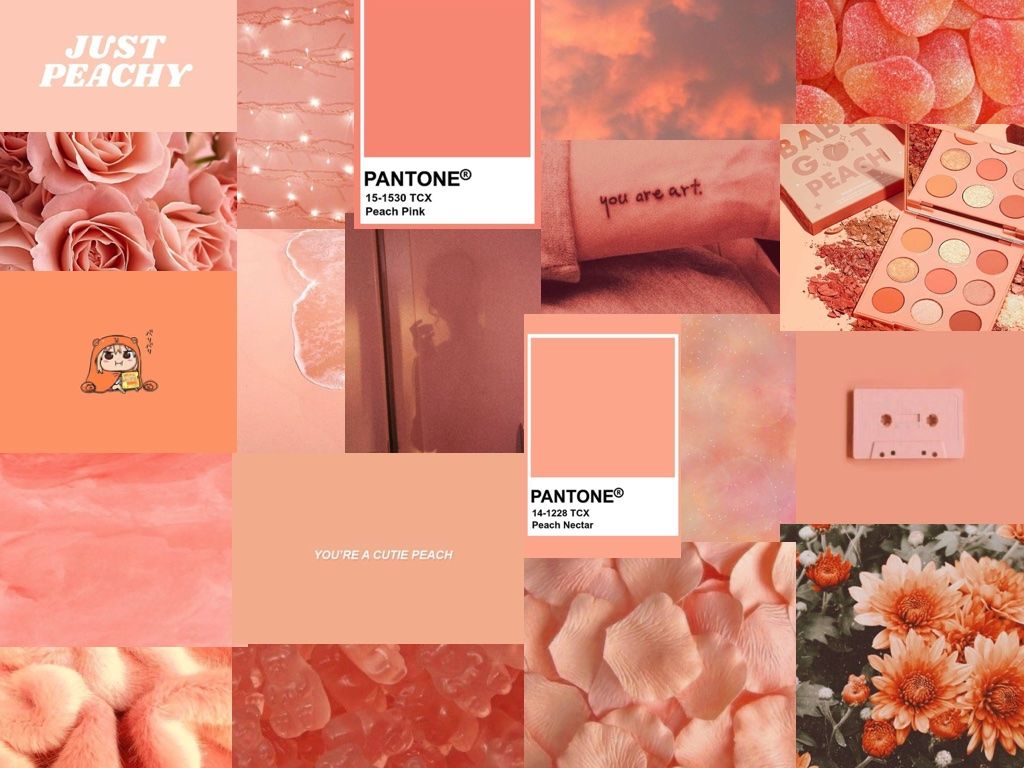 peach aesthetic. Cute desktop wallpaper, Peach aesthetic, Aesthetic collage