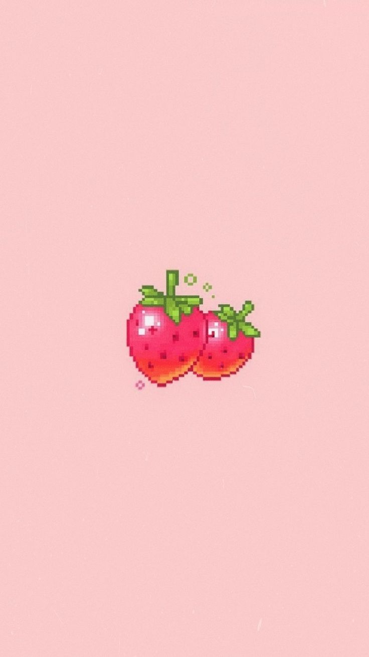 Two strawberries on a pink background - Strawberry