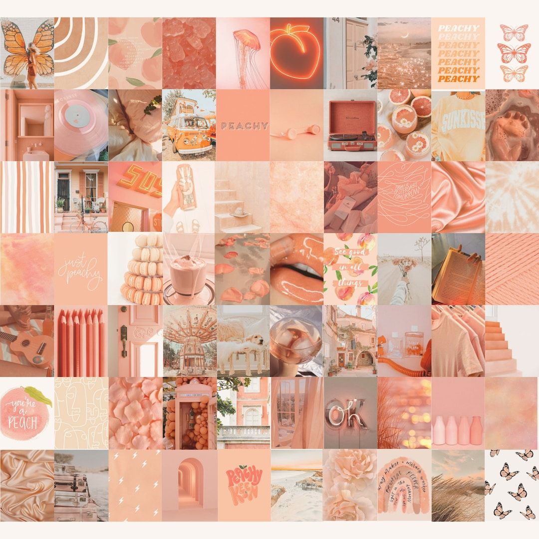 Peach Photo Wall Collage Kit Peach Aesthetic Peachy Collage - Peach