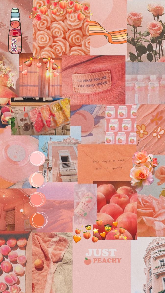 Aesthetic background of pink and peach collage - Peach