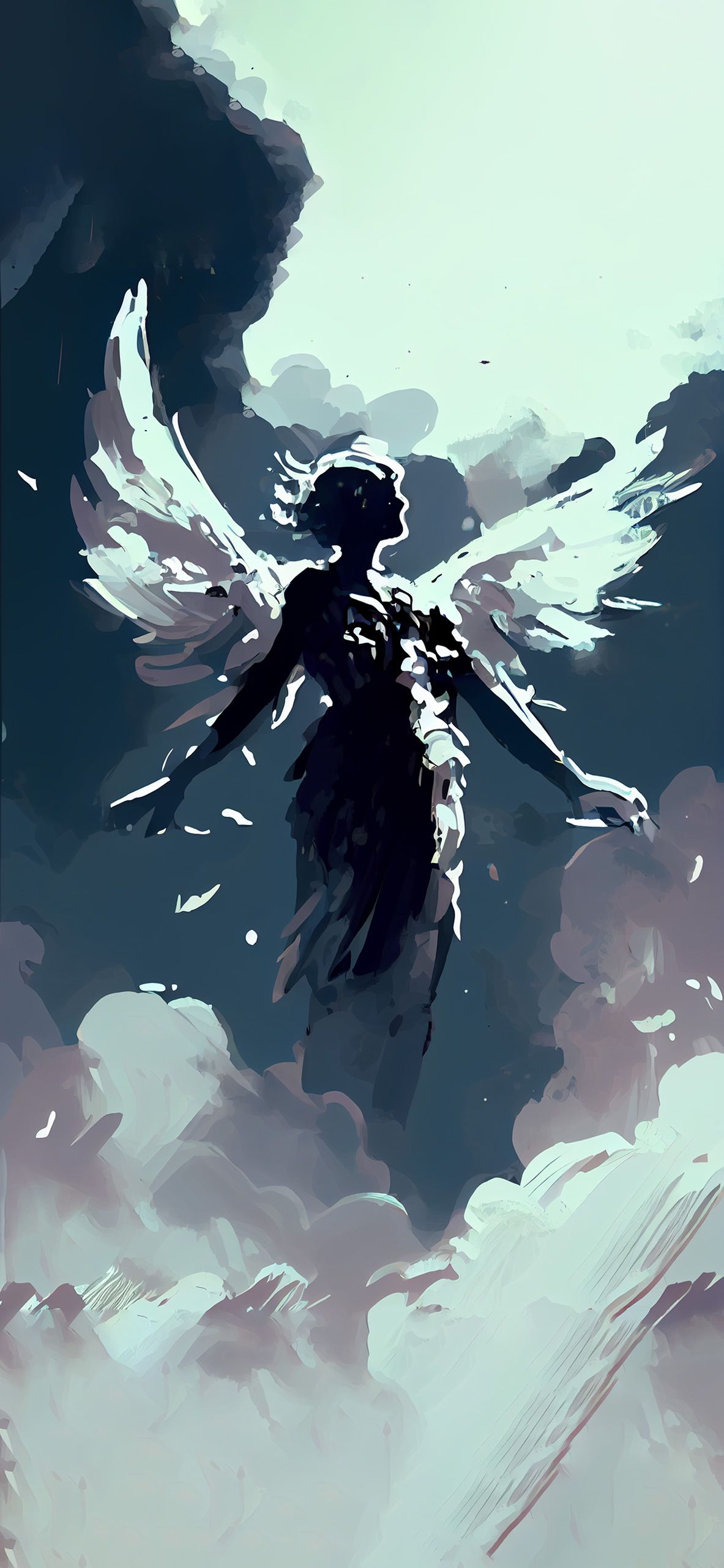 Angel in Sky Art Wallpaper Aesthetic Wallpaper for iPhone
