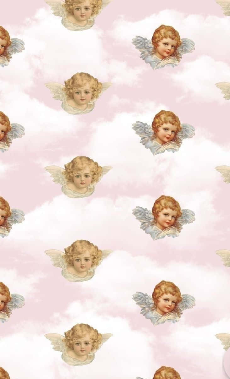 Download Aesthetic Angel Collage On Pink Wallpaper