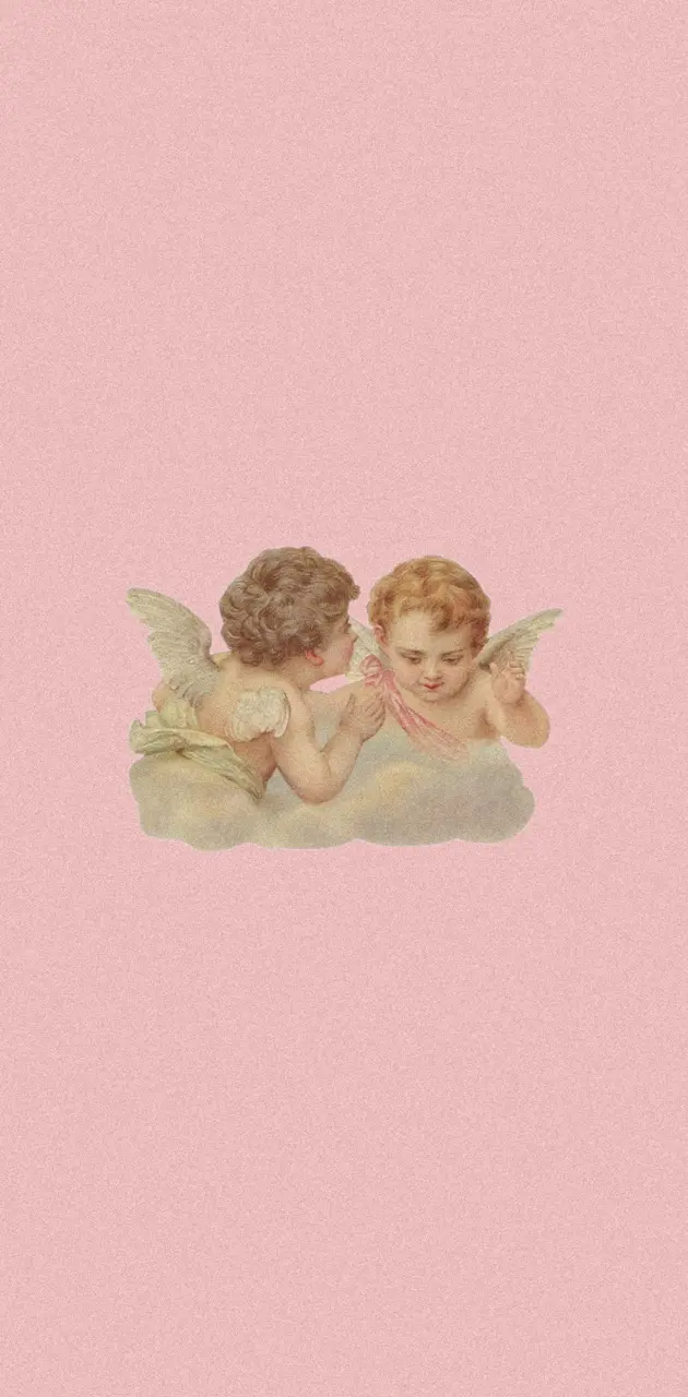 Two angels on a pink background - Angels