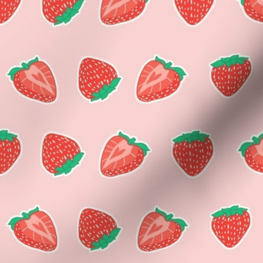 Kawaii Strawberries on Pink Fabric. Strawberry art, Cute patterns wallpaper, Aesthetic iphone wallpaper