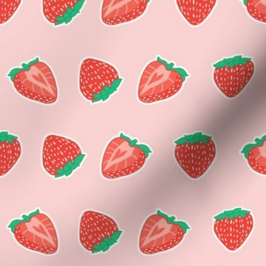 A pattern of strawberries on a pink background - Strawberry