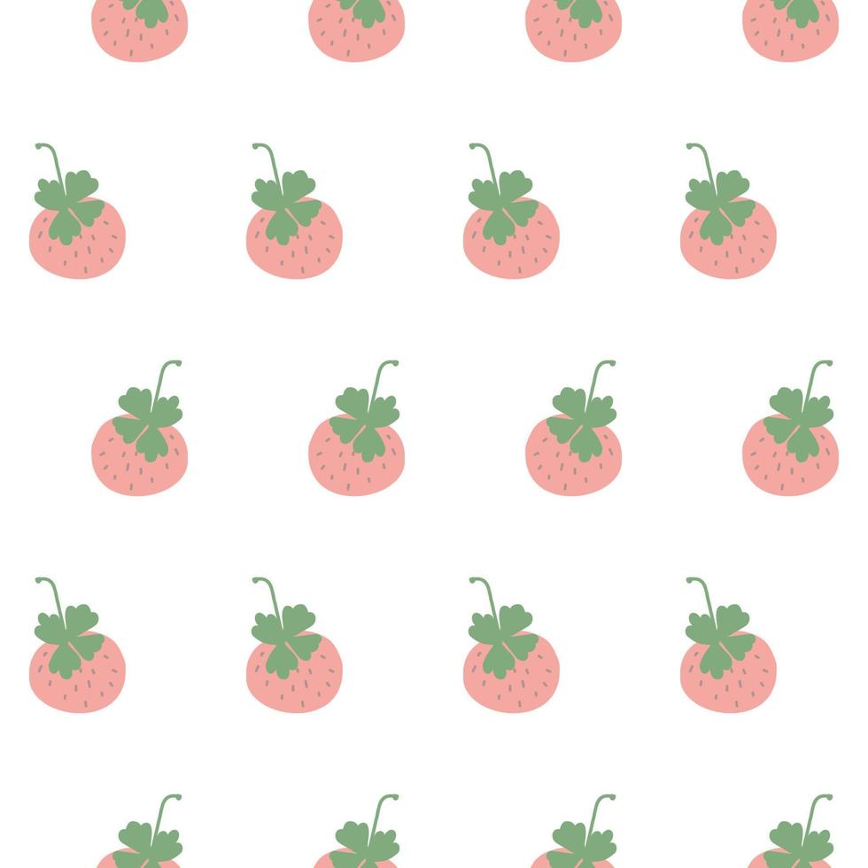 strawberry pattern on a white background for textiles, fabrics, wallpaper. Drawn strawberries