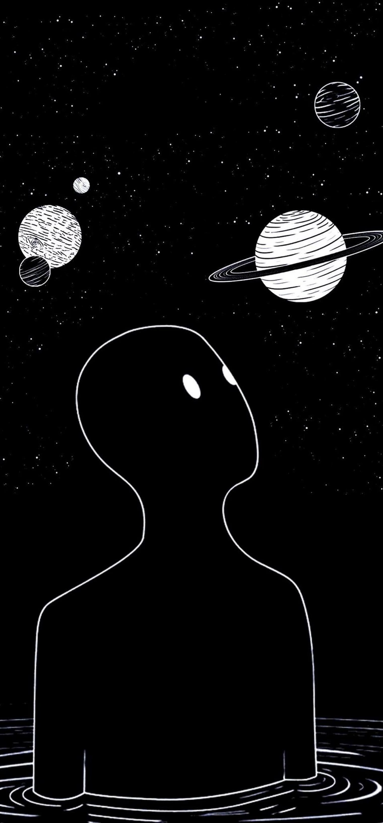 IPhone wallpaper of a person with a planet for a head - Earth