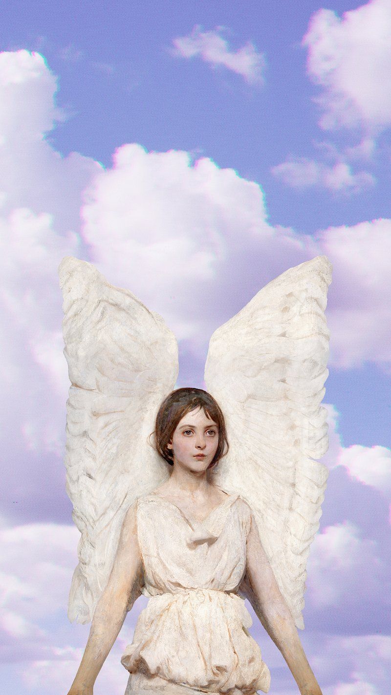 Aesthetic angels beige iPhone wallpaper
