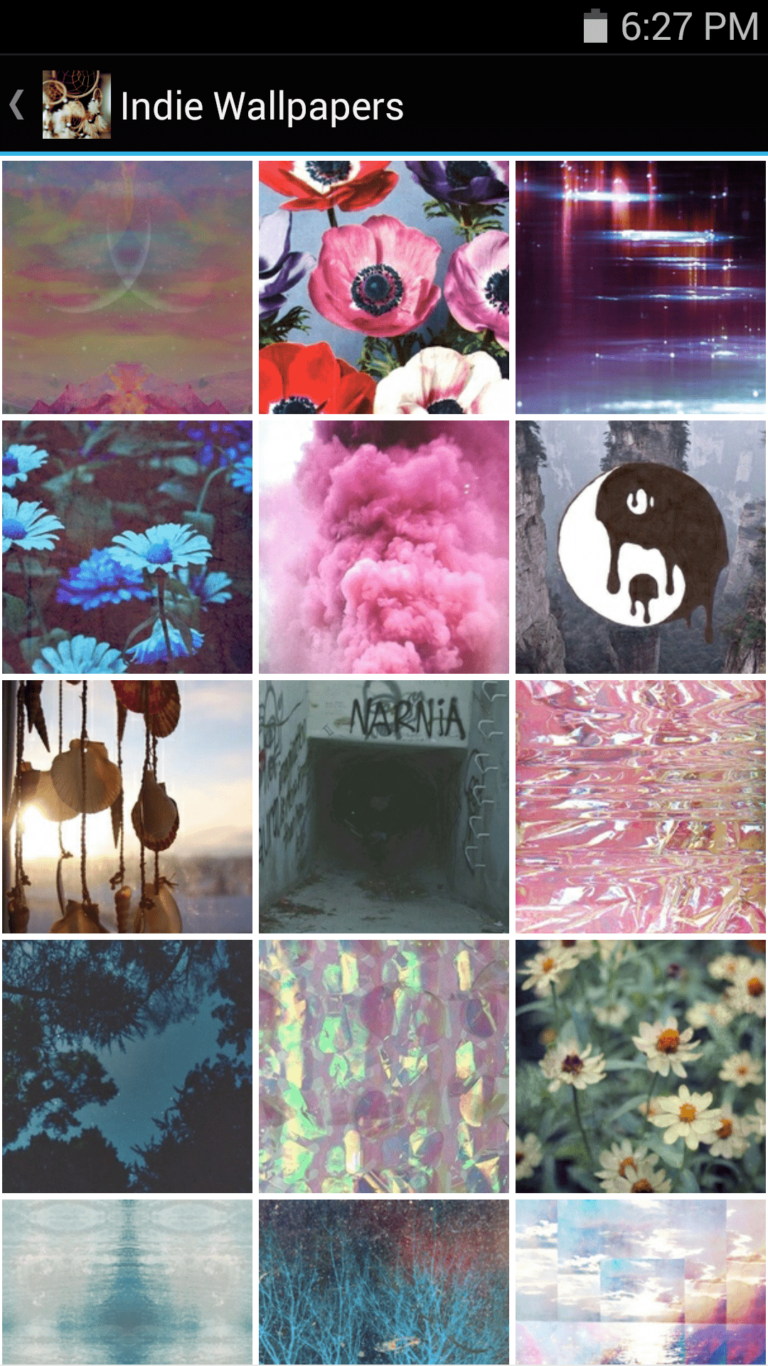 A collage of different pictures including flowers, a ying yang symbol, and a dream catcher. - Indie