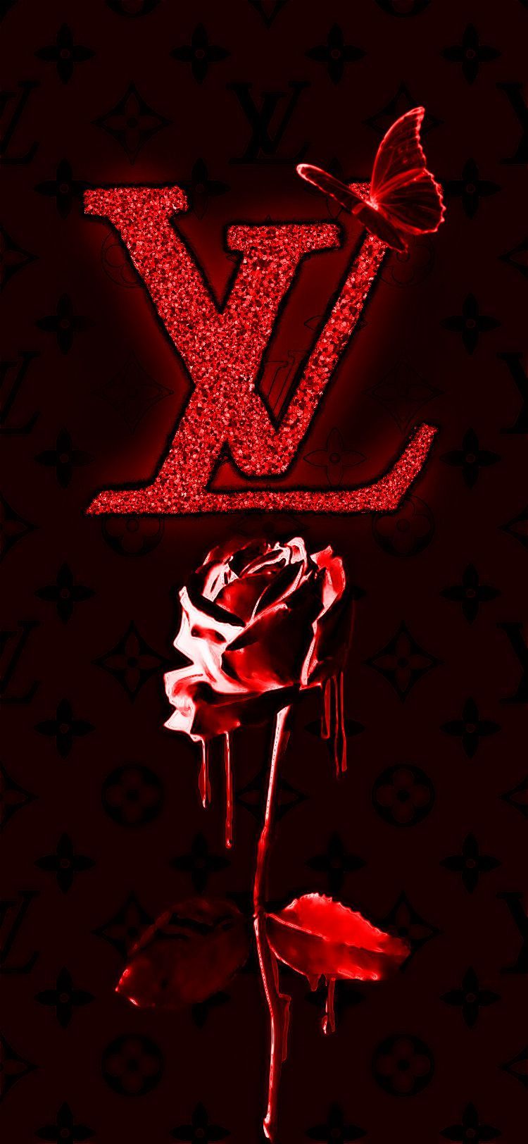 Iphone wallpaper with a rose and the Louis Vuitton logo - Louis Vuitton