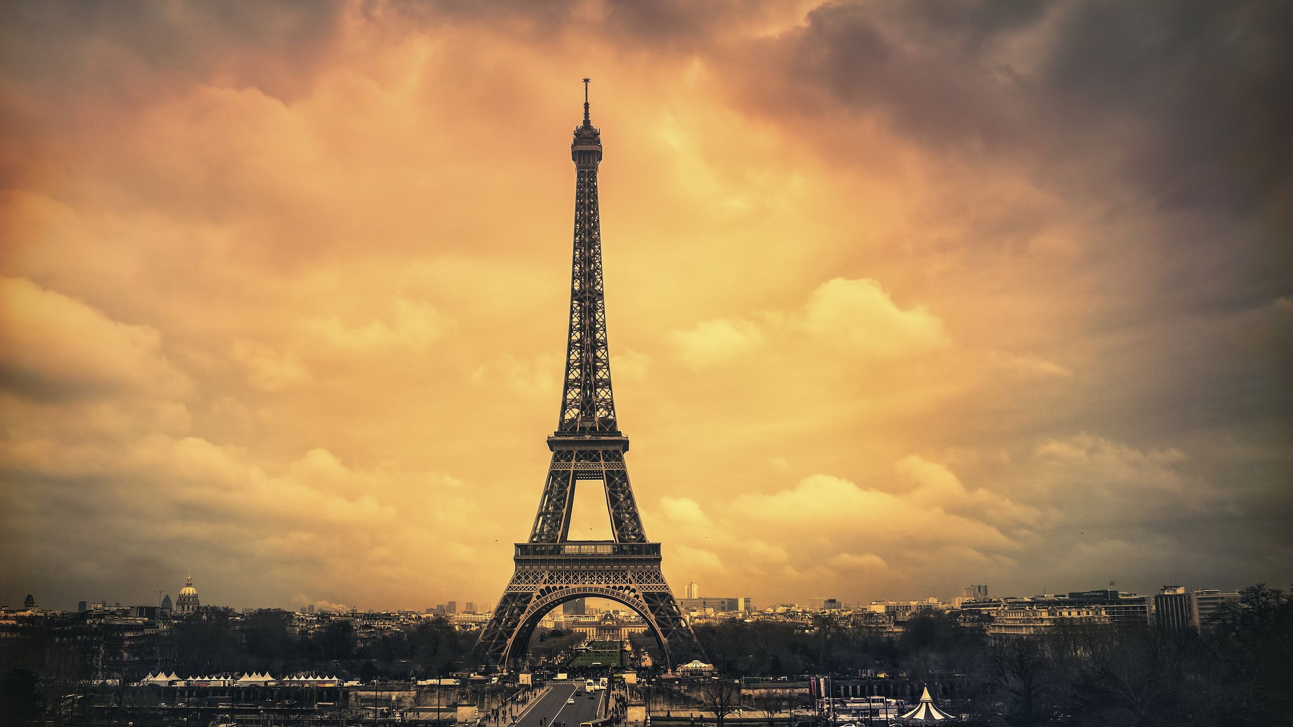 Eiffel Tower Paris With Clouds Background HD Travel Wallpaper