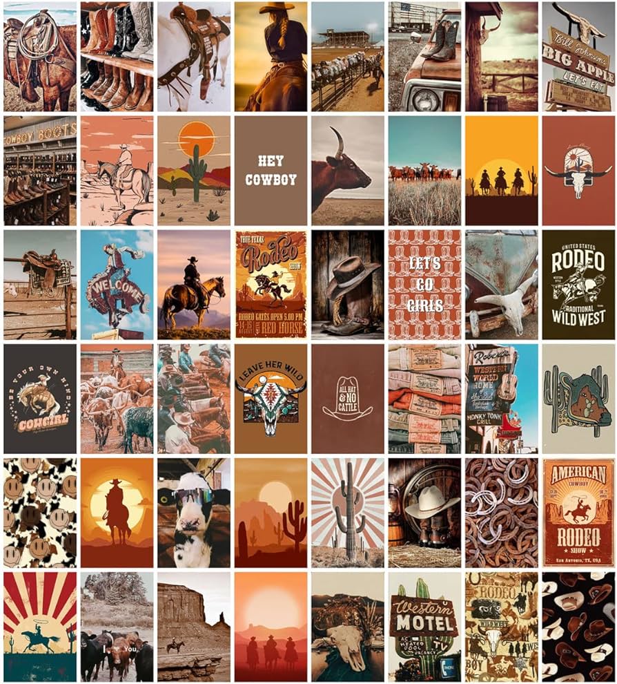 ANERZA Western Room Decor, Wall Collage Kit Aesthetic Picture, Posters for Room Aesthetic, Cowgirl & Cowboy Home Decor, Country Bedroom Photo Wall Decor for Teen Girls, Dorm Trendy Wall Art: Posters