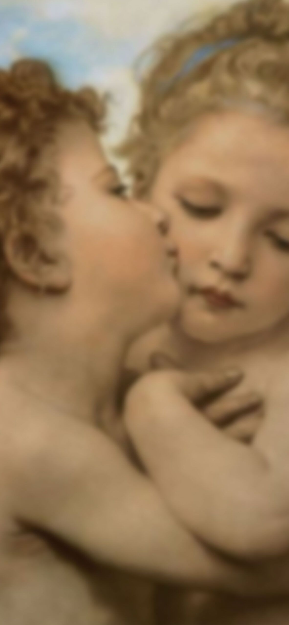 Two children kiss each other on the lips. - Angels