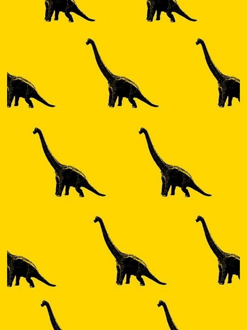 Dinos, aesthetic, dinosaur, yellow, HD phone wallpaper