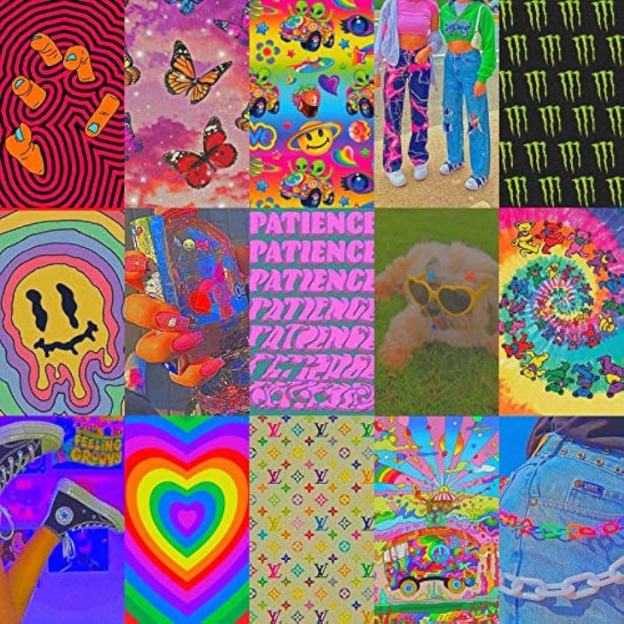 A collage of different colorful images - Kidcore