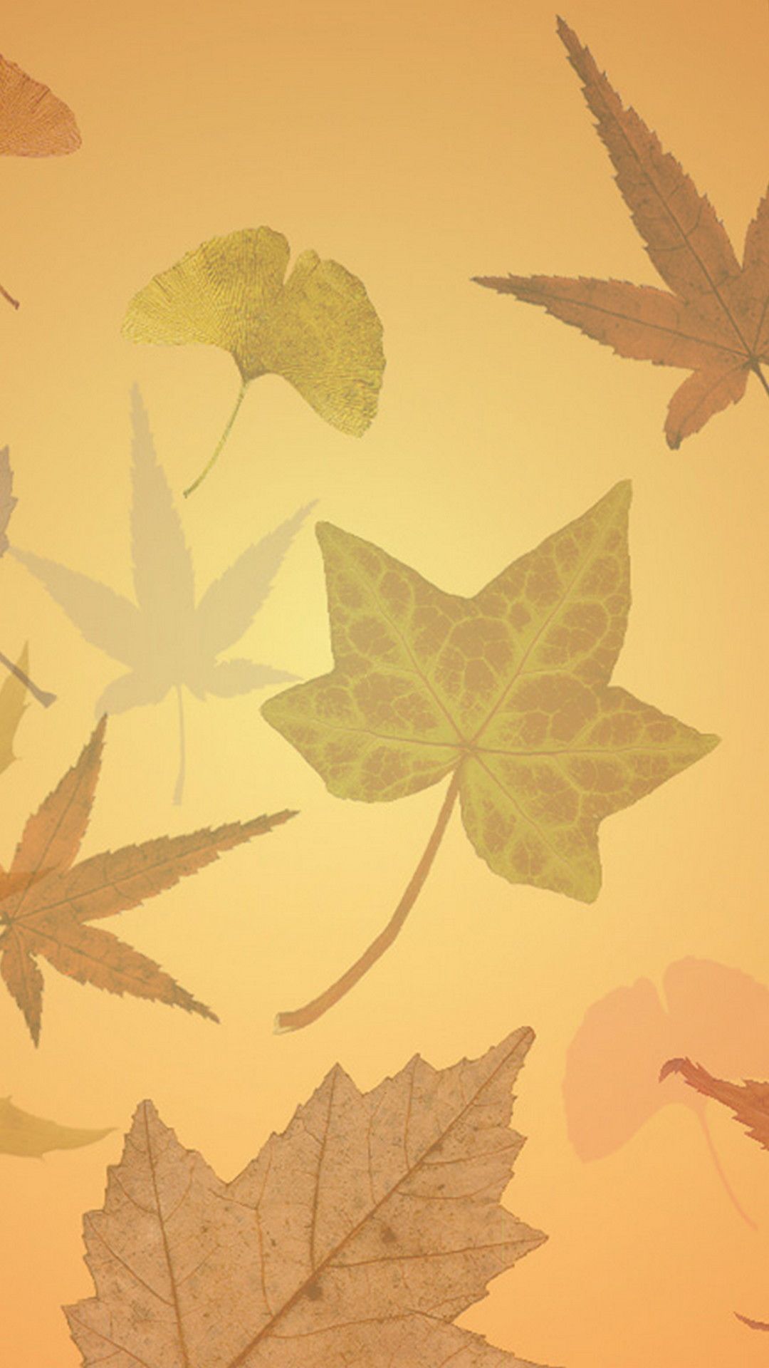 IPhone wallpaper with leaves in a gradient of colors - Simple