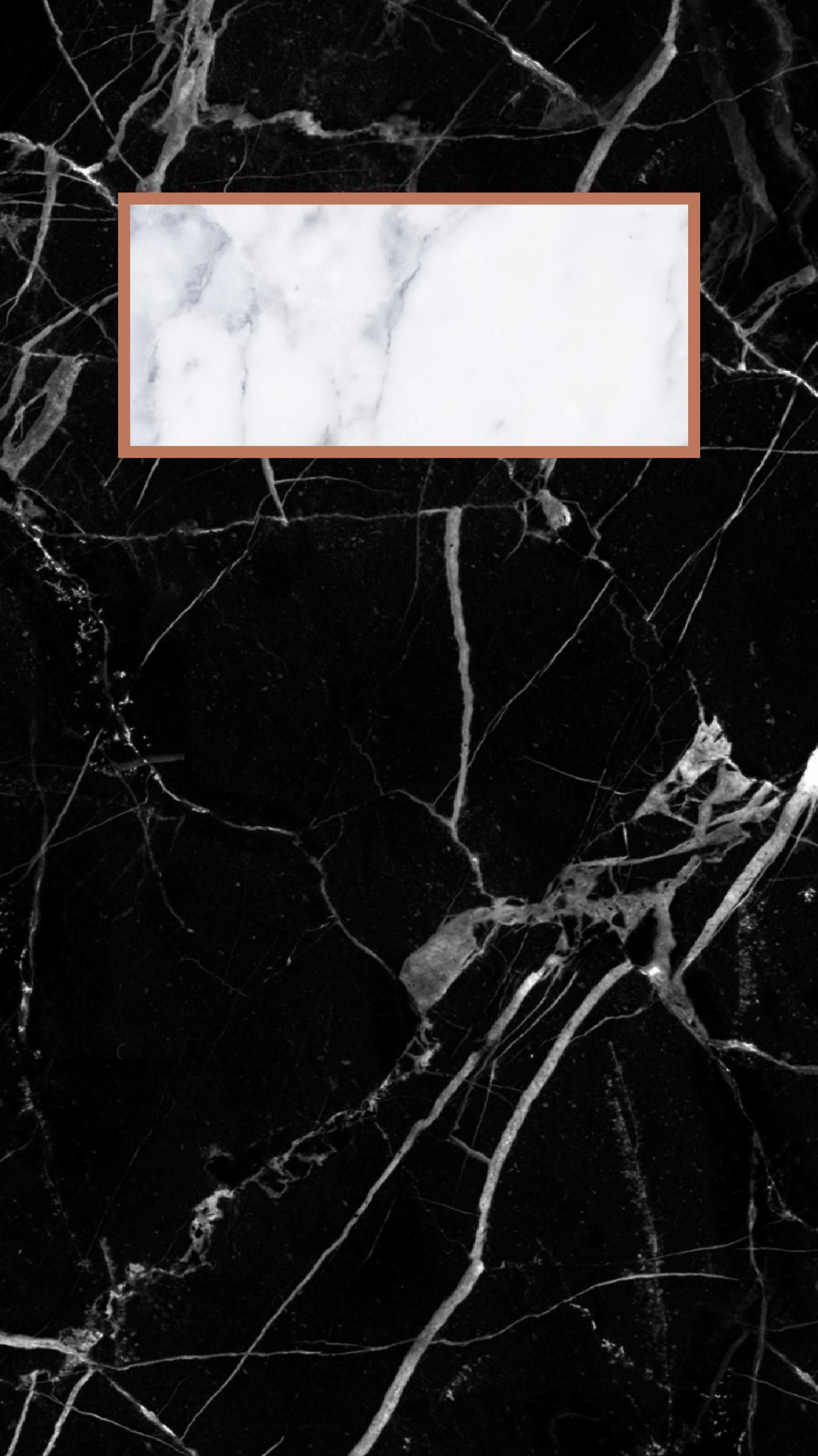 Black and white marble phone wallpaper with a rose gold frame - Marble