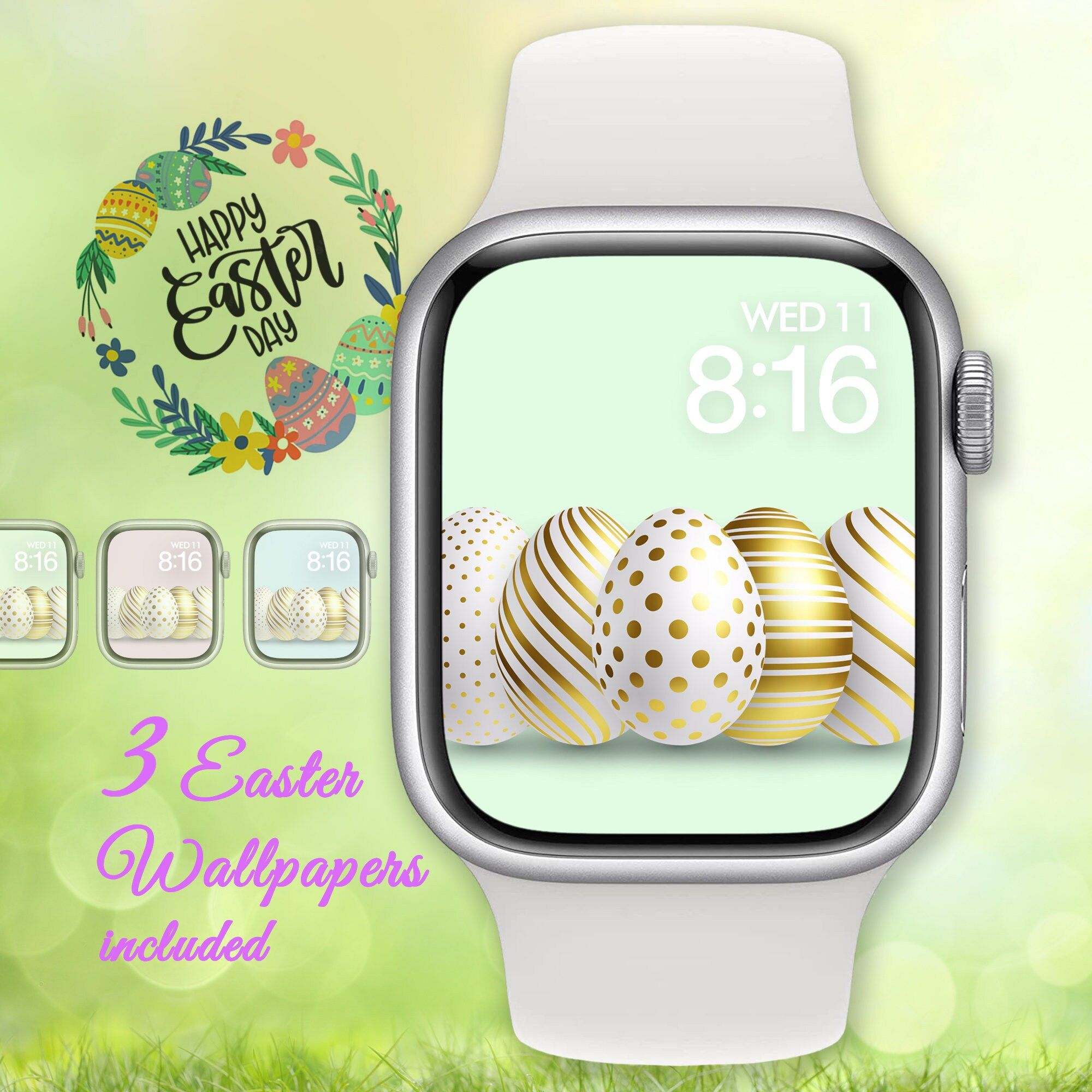 Easter Eggs Apple Watch Wallpaper. Easter Eggs Apple Watch Wallpaper is a great way to celebrate Easter. This wallpaper is perfect for your Apple Watch. Get it now and enjoy the Easter spirit. - Easter