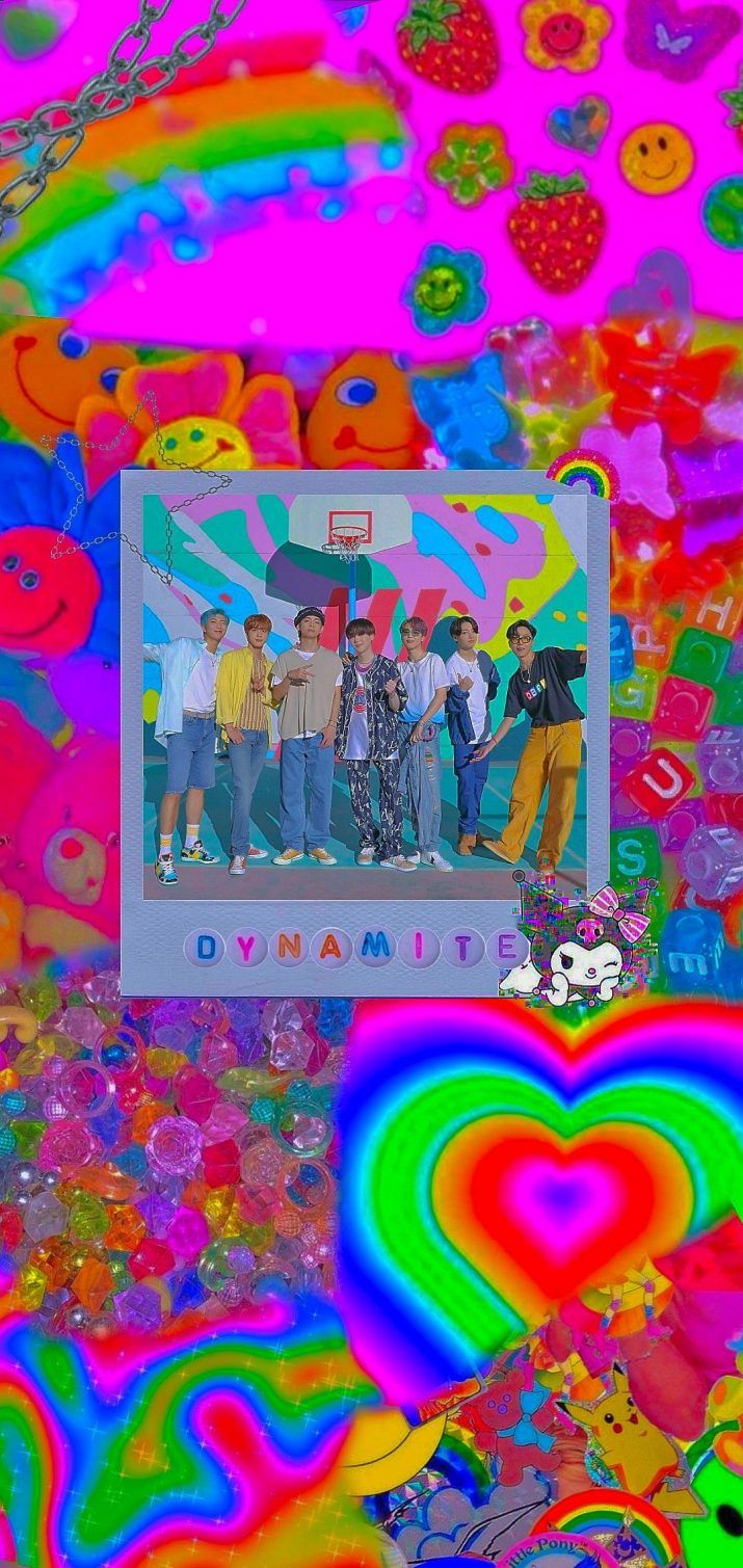Aesthetic background with a picture of BTS - Kidcore