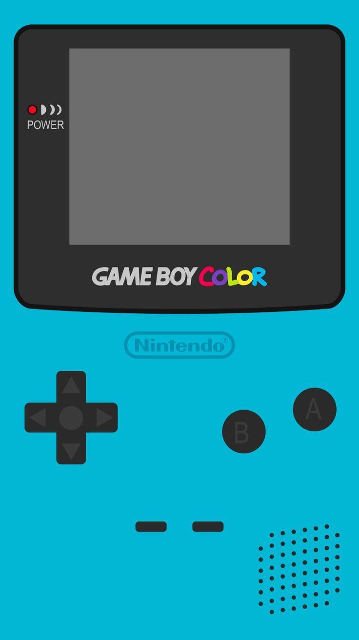 A blue Game Boy Color is shown with the Nintendo logo on the bottom. - Game Boy