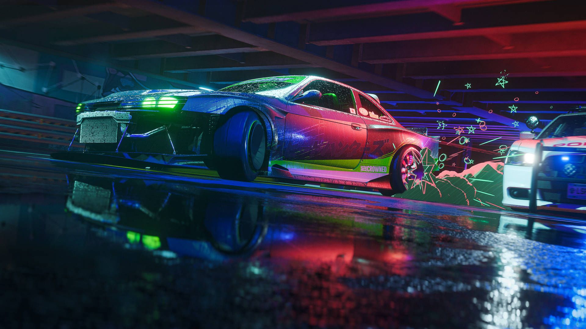 A car with neon lights on a race track - 1920x1080, cars