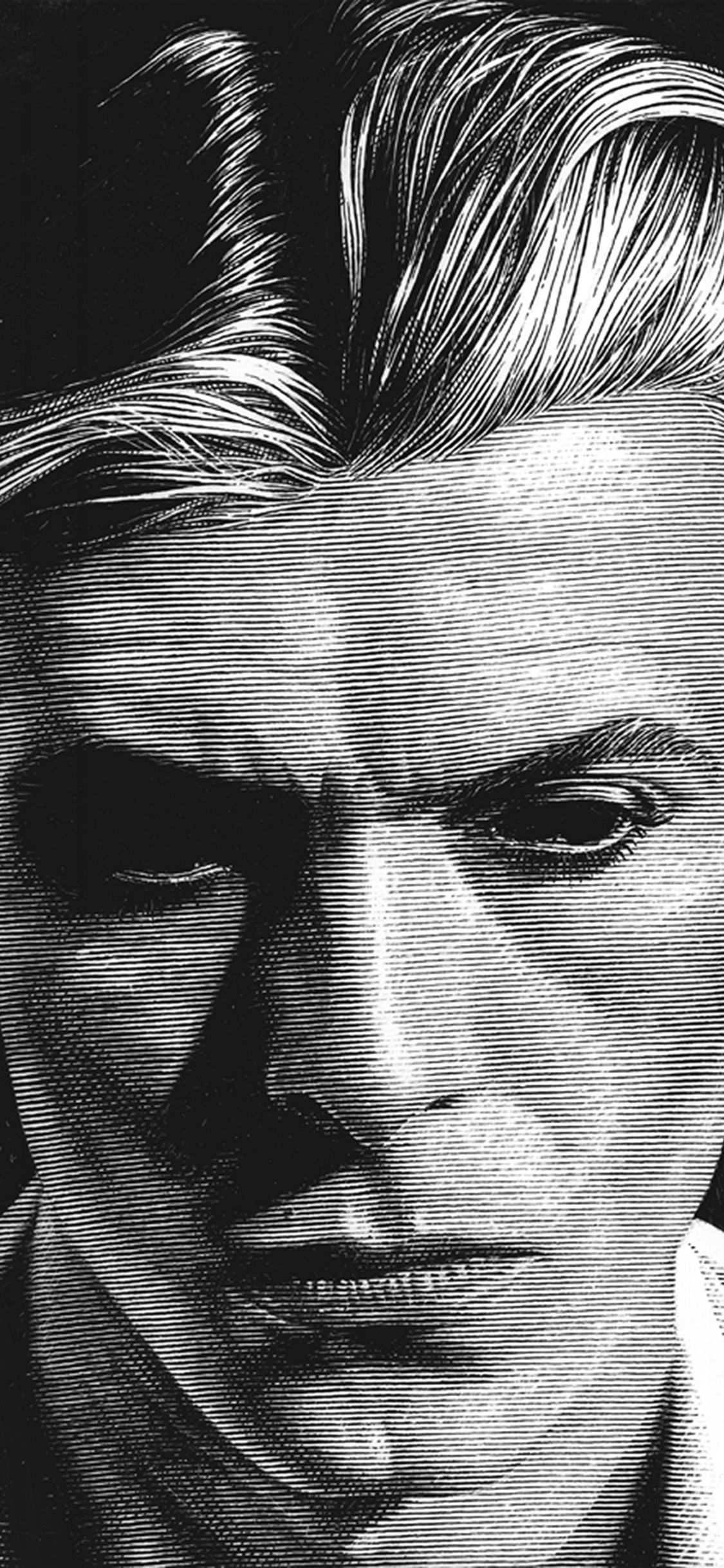 David Bowie Art Face Singer Artist Bw Dark Illust Anime Wallpaper