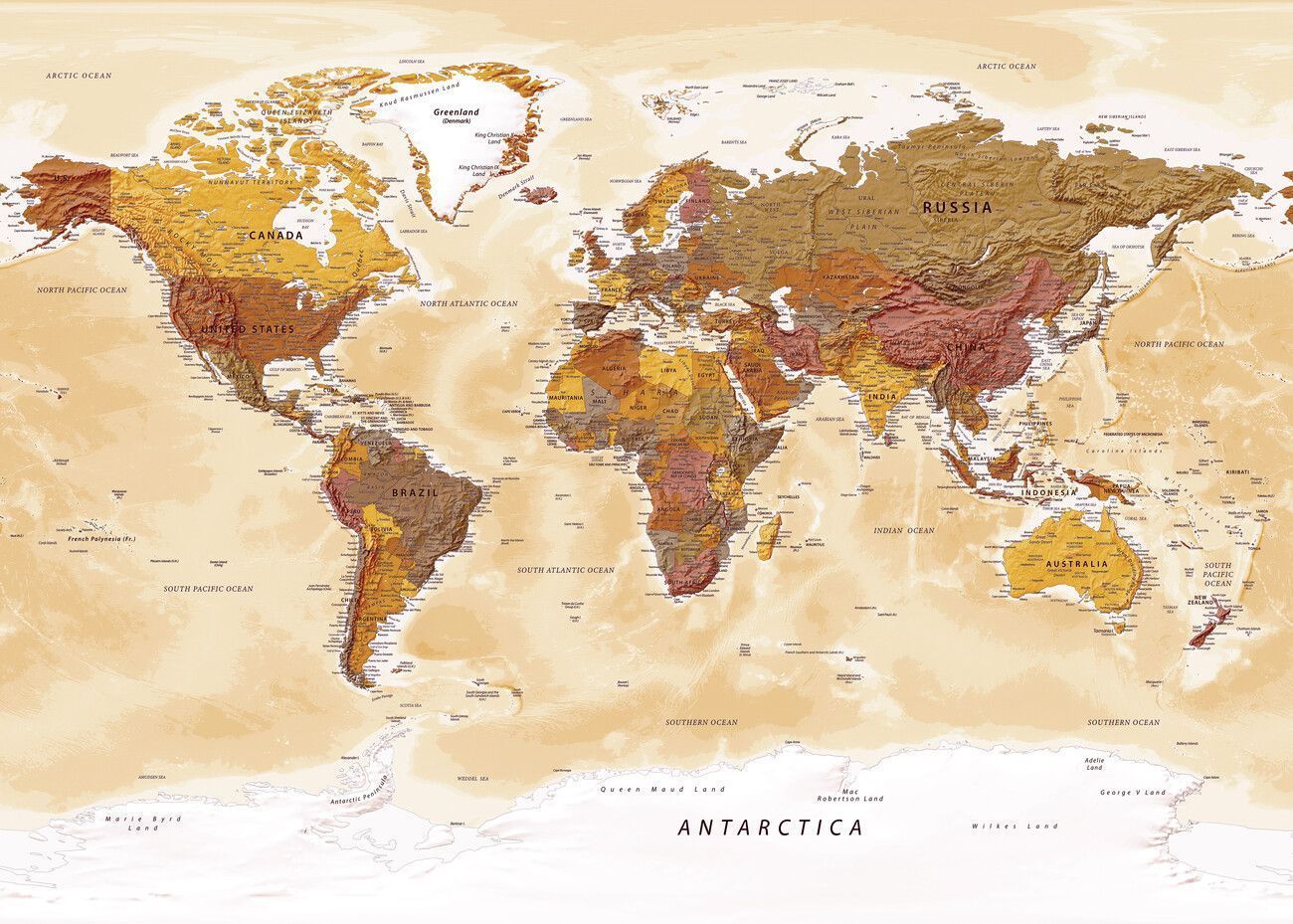 An Aesthetic Political Map of the World Wall Mural