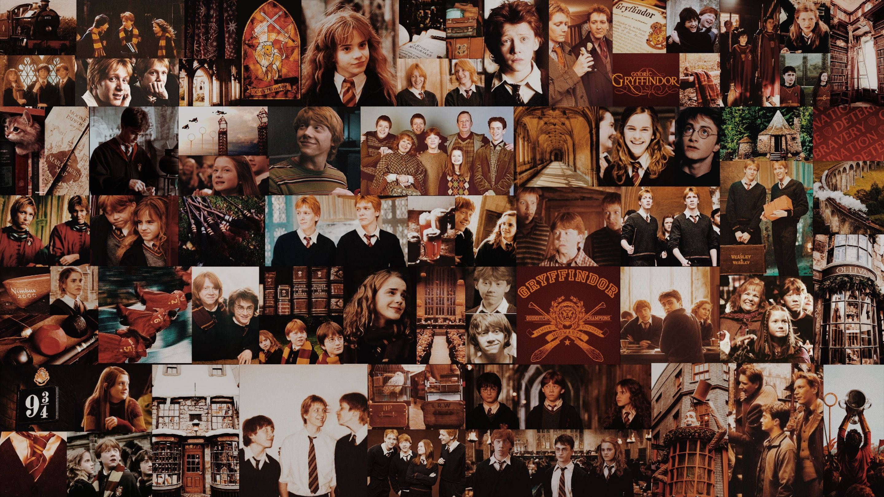 Harry Potter wallpaper with many different pictures of the characters - Harry Potter, Gryffindor