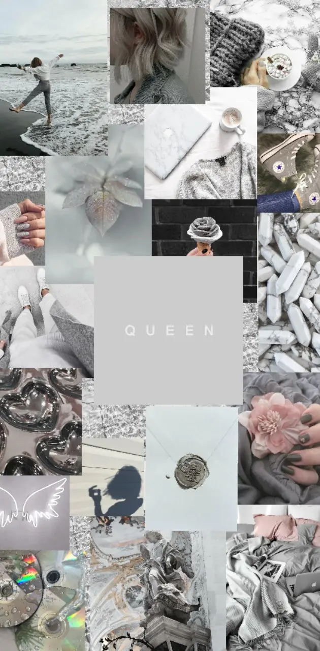 A collage of images including the word queen - Gray