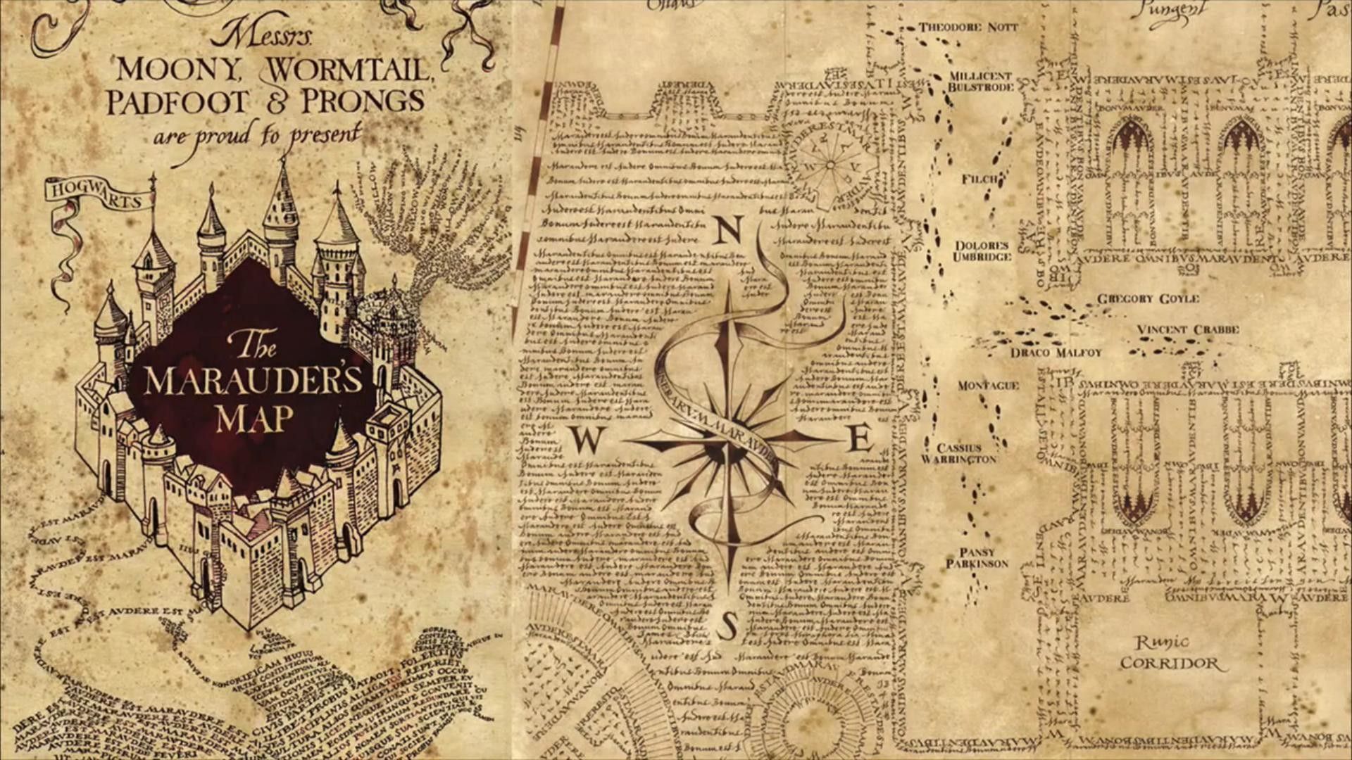 A detailed image of the Marauder's Map - Harry Potter, Hogwarts