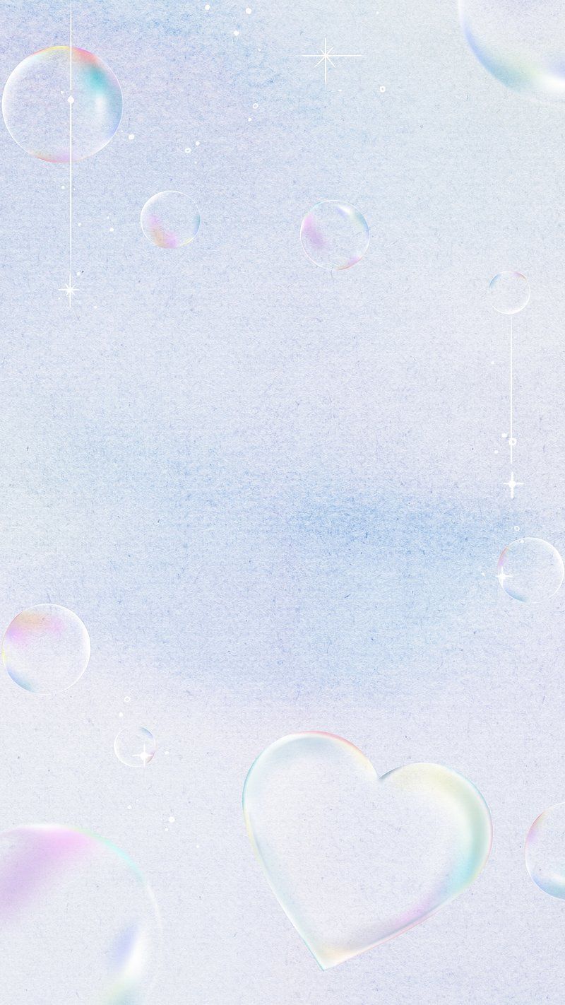 IPhone wallpaper with bubbles and a heart - Holographic