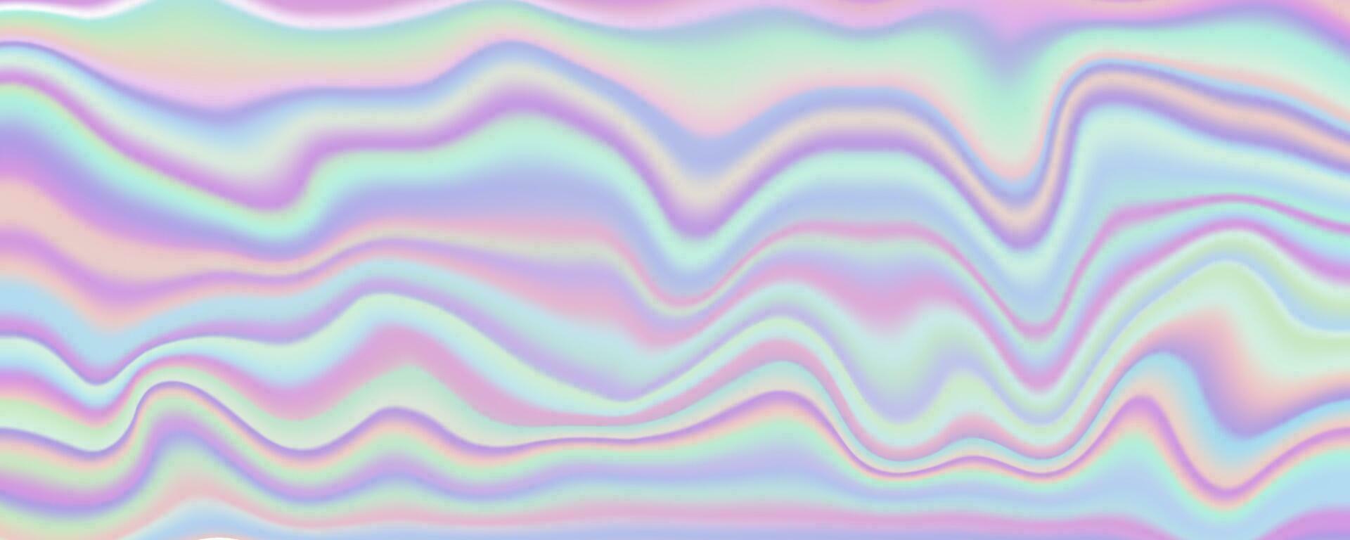 Hologram texture background. Iridescent striped gradient. Neon rainbow pastel foil. Unicorn pearl wallpaper. Vector