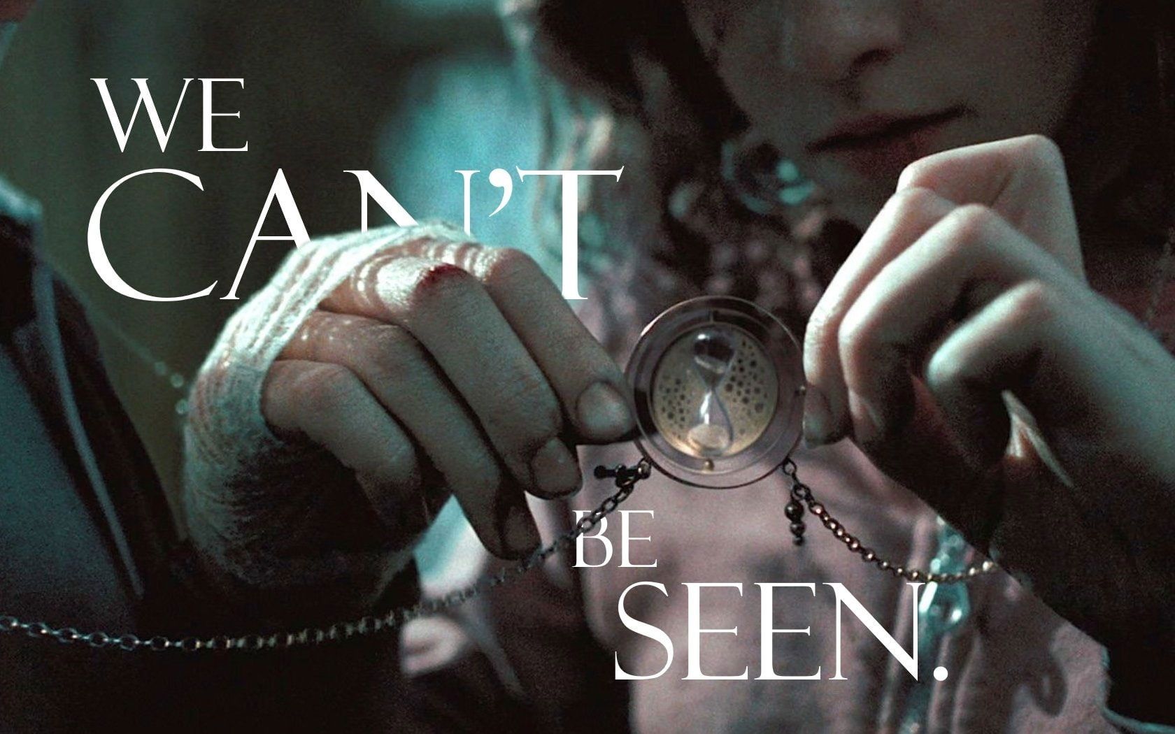 The poster for the film We Can't Be Seen. A woman's hands are holding a pocket watch. The text over the image reads 