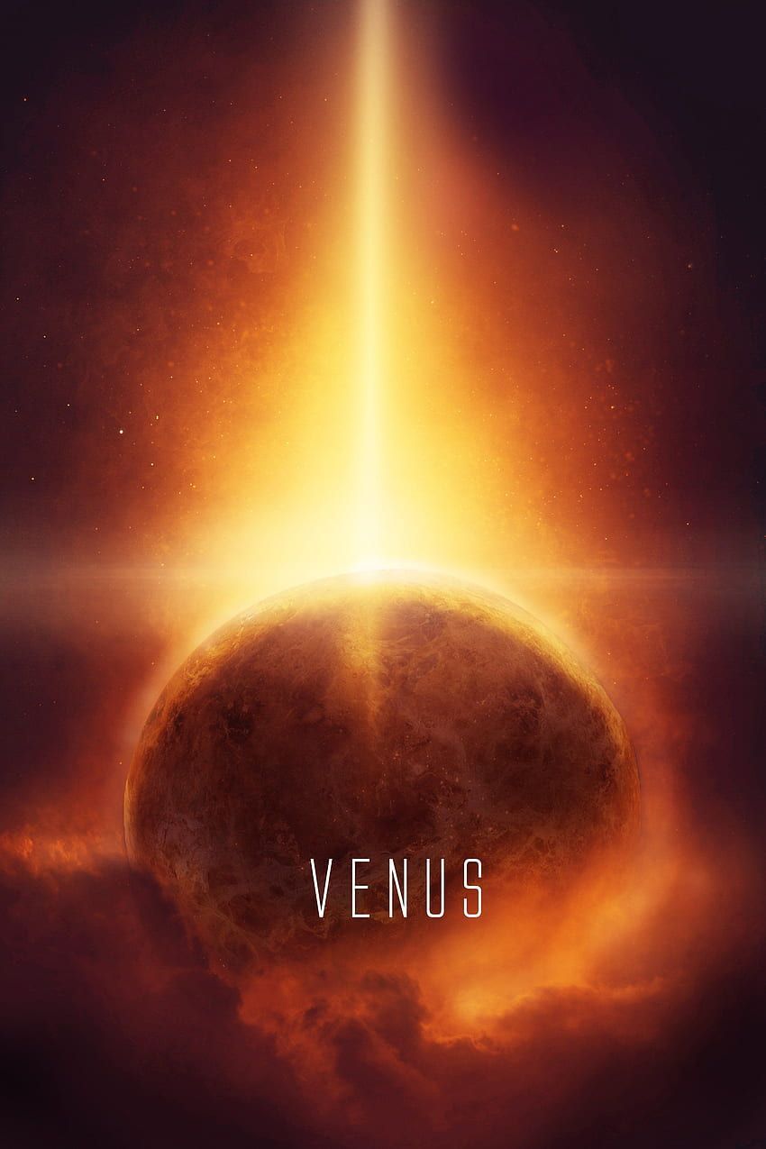 A planet in space with the word Venus written on it - Venus