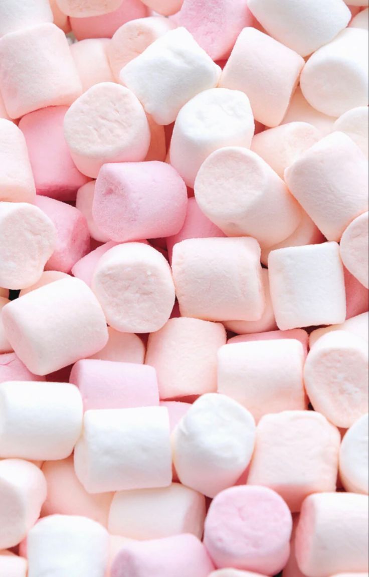 A pile of pink and white marshmallows - Marshmallows, pastel pink