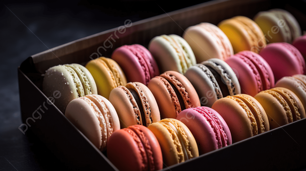 Box Containing Different Colored Macarons Background, Picture Of Macarons Background Image And Wallpaper for Free Download