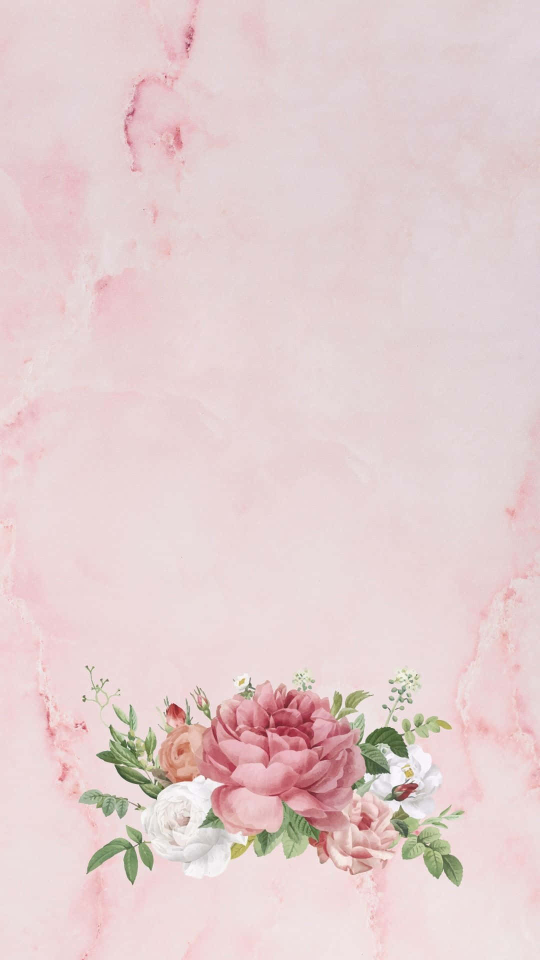 IPhone wallpaper with beautiful flowers on a pink marble background - Balance