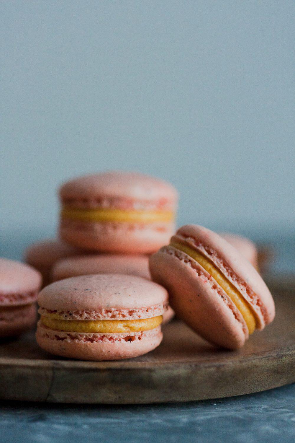 Pink macarons with a yellow filling - Macarons