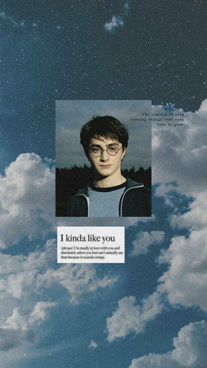 Harry Potter aesthetic wallpaper background blue sky clouds I kinda like you - Harry Potter