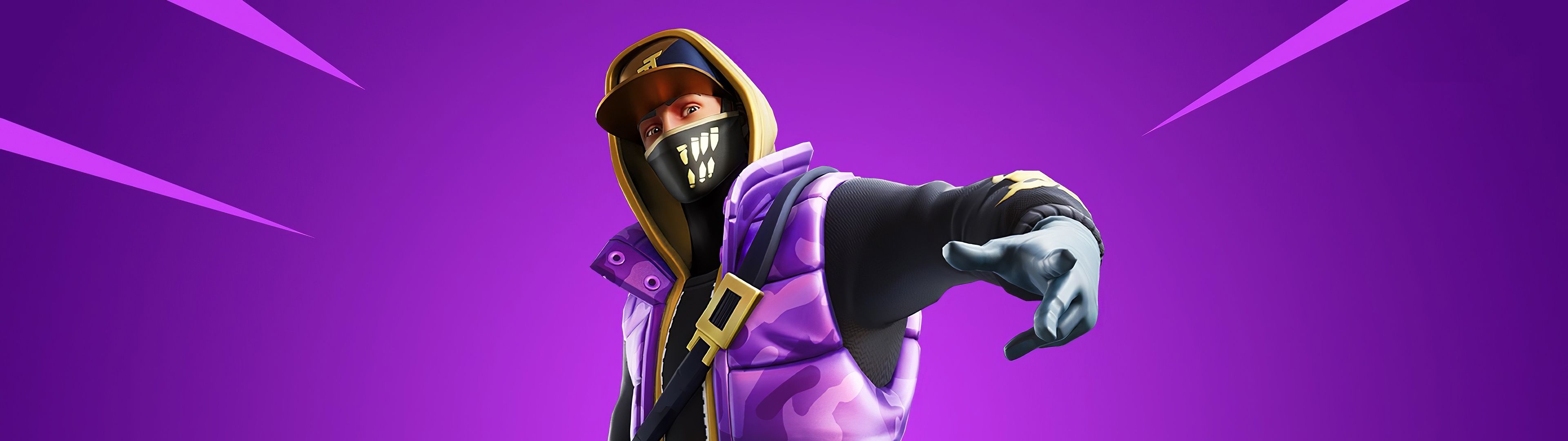Fortnite character in a purple jacket pointing to the right - Fortnite