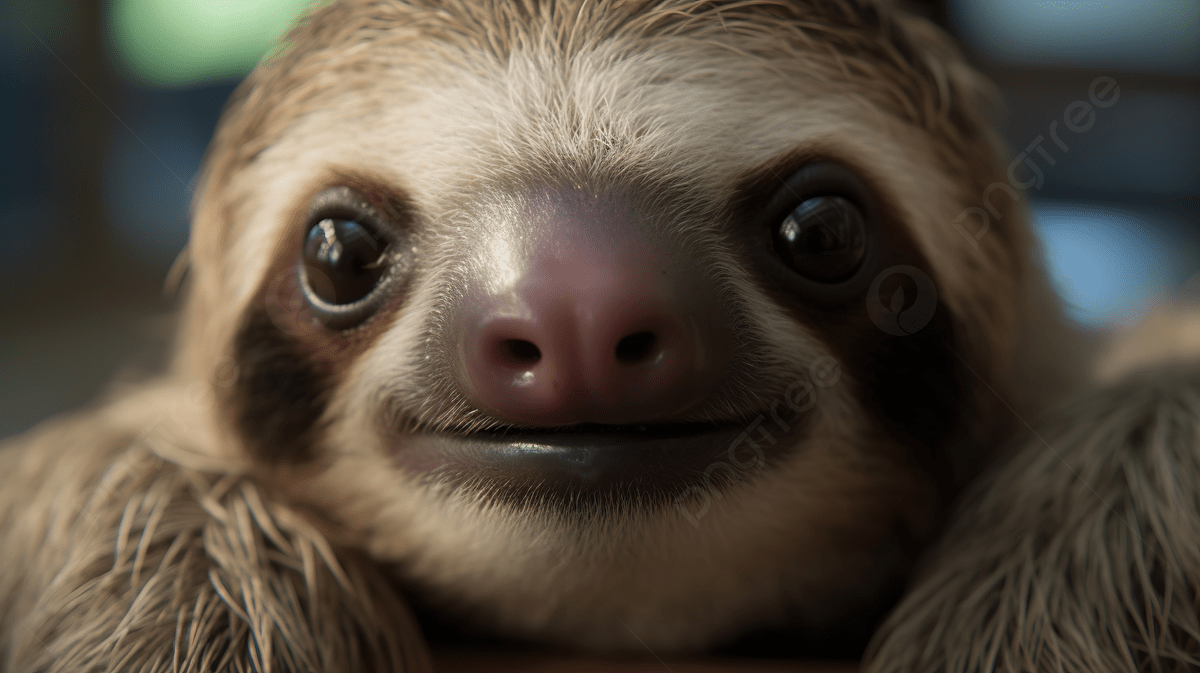 A sloth with a big smile on its face. - Sloth