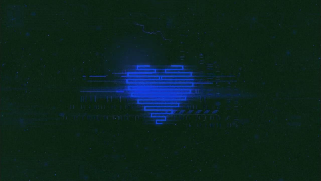 A blue heart made of code on a black background - Black glitch