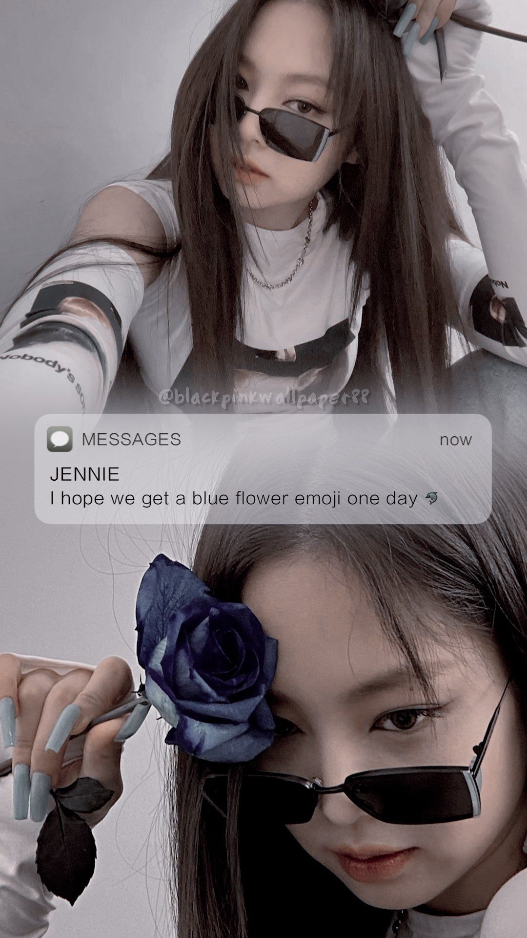 Jennie blackpink phone wallpaper with the message 