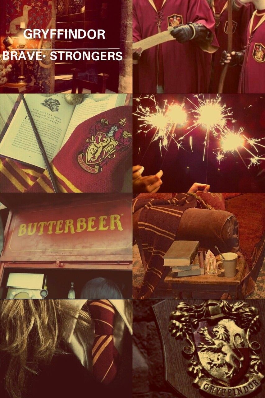 A collage of pictures with the words harry potter - Harry Potter, Gryffindor