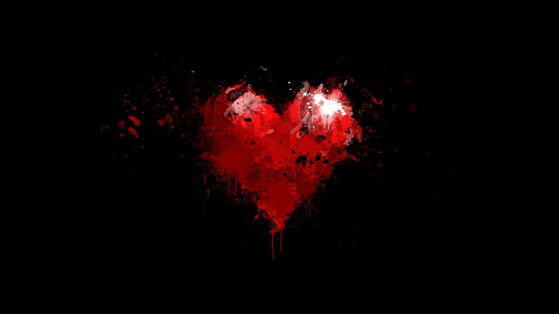 Red Heart In Black Background HD Red Aesthetic Wallpaper