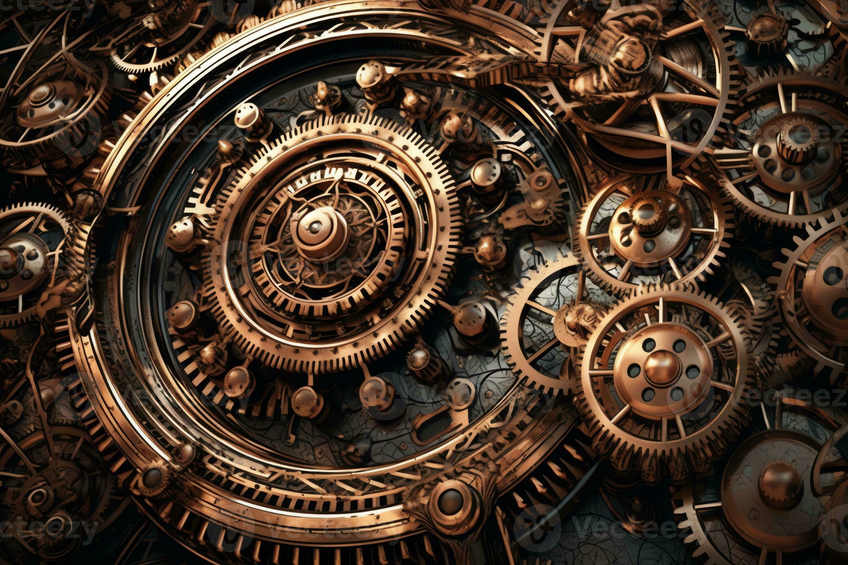 An image of a large number of gears and cogs - Steampunk