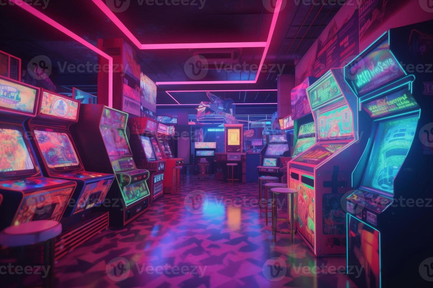 A room with old vintage arcade games photo - Arcade
