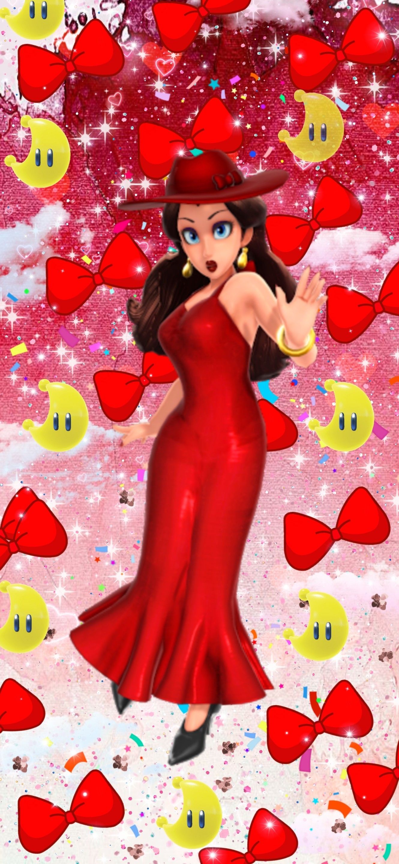 Nintendo Princess Mayor Pauline red aesthetic phone wallpaper. Nintendo princess, Princess wallpaper, Cute wallpaper