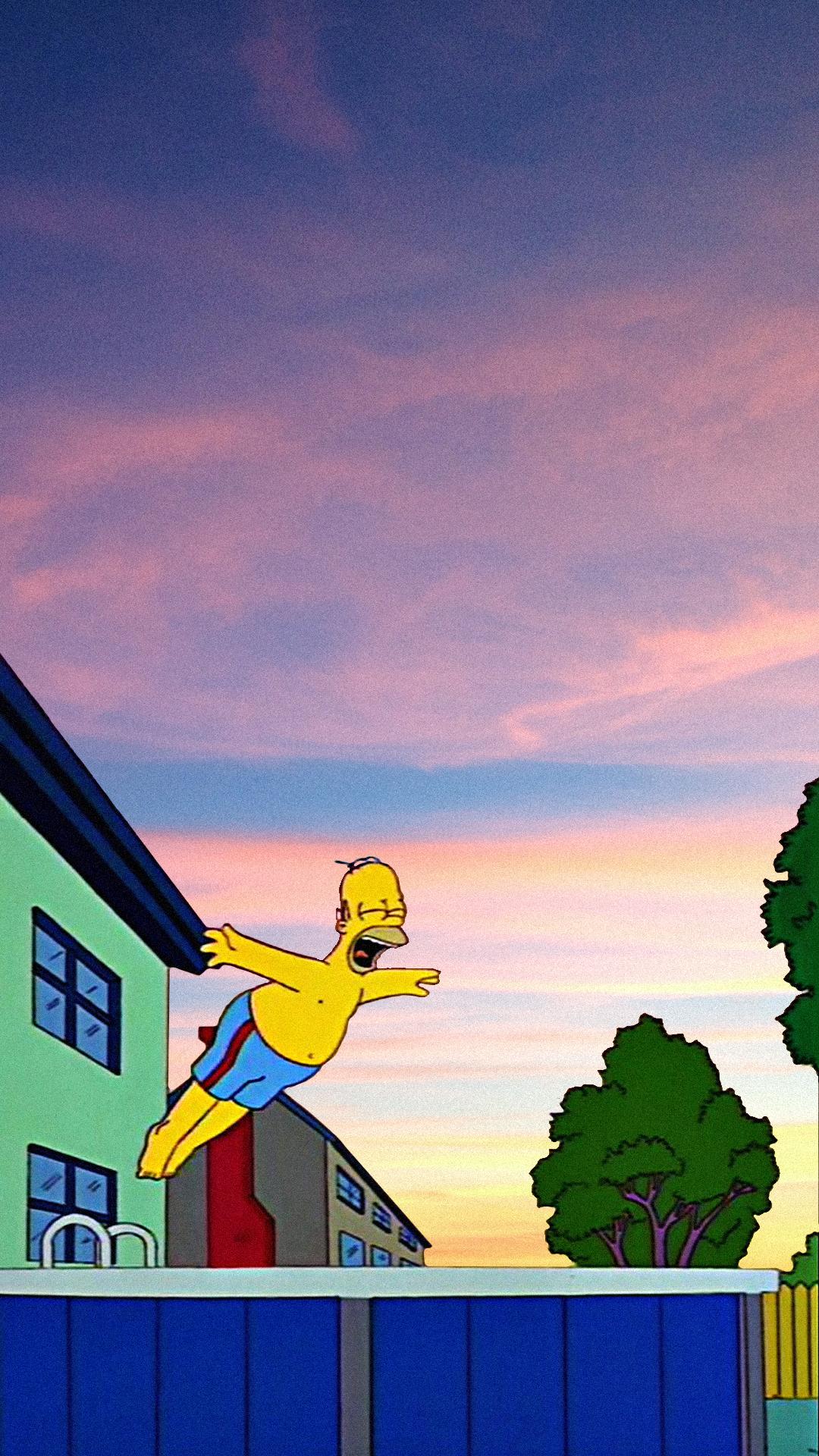Homer Simpson jumping over the fence wallpaper 1080x1920 - Homer Simpson